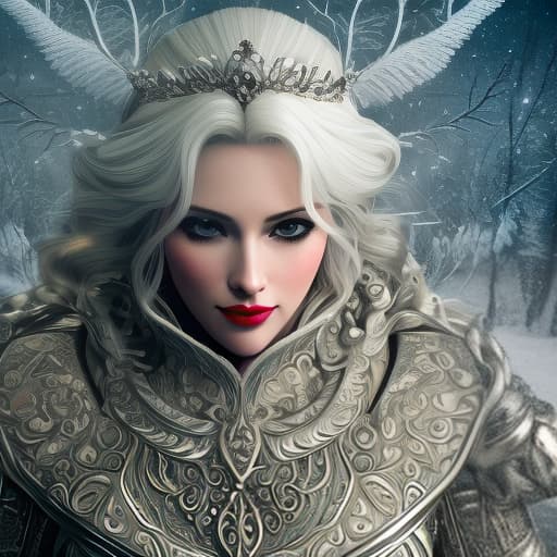  The snow queen and the white wolf are moving away into the winter forest, followed by the Moon ahead., Photorealistic, Hyperrealistic, Hyperdetailed, analog style, demure, detailed skin, pores, smirk, smiling eyes, matte skin, soft lighting, subsurface scattering, realistic, heavy shadow, masterpiece, best quality, ultra realistic, 8k, golden ratio, Intricate, High Detail, film photography, soft focus hyperrealistic, full body, detailed clothing, highly detailed, cinematic lighting, stunningly beautiful, intricate, sharp focus, f/1. 8, 85mm, (centered image composition), (professionally color graded), ((bright soft diffused light)), volumetric fog, trending on instagram, trending on tumblr, HDR 4K, 8K