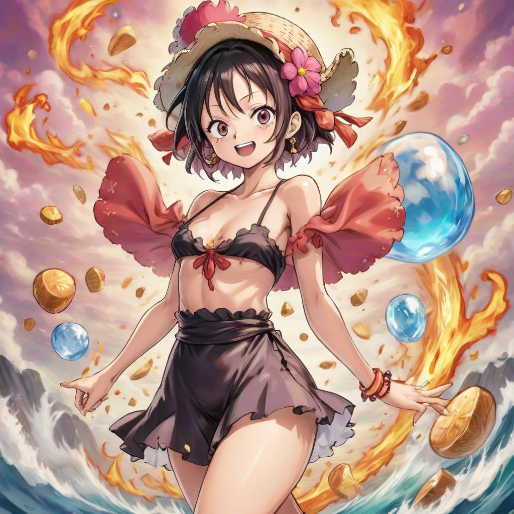  role playing game (rpg) style fantasy character from the anime "one piece" kora san . detailed, vibrant, immersive, reminiscent of high fantasy rpg games