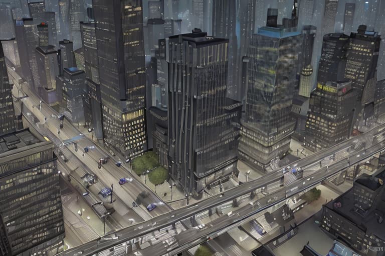  Create a blank road map of Gotham City with: - Roads, highways, and alleys - Empty spaces for buildings and landmarks - Basic road features like streetlights and crosswalks Leave the building spaces blank for customization.