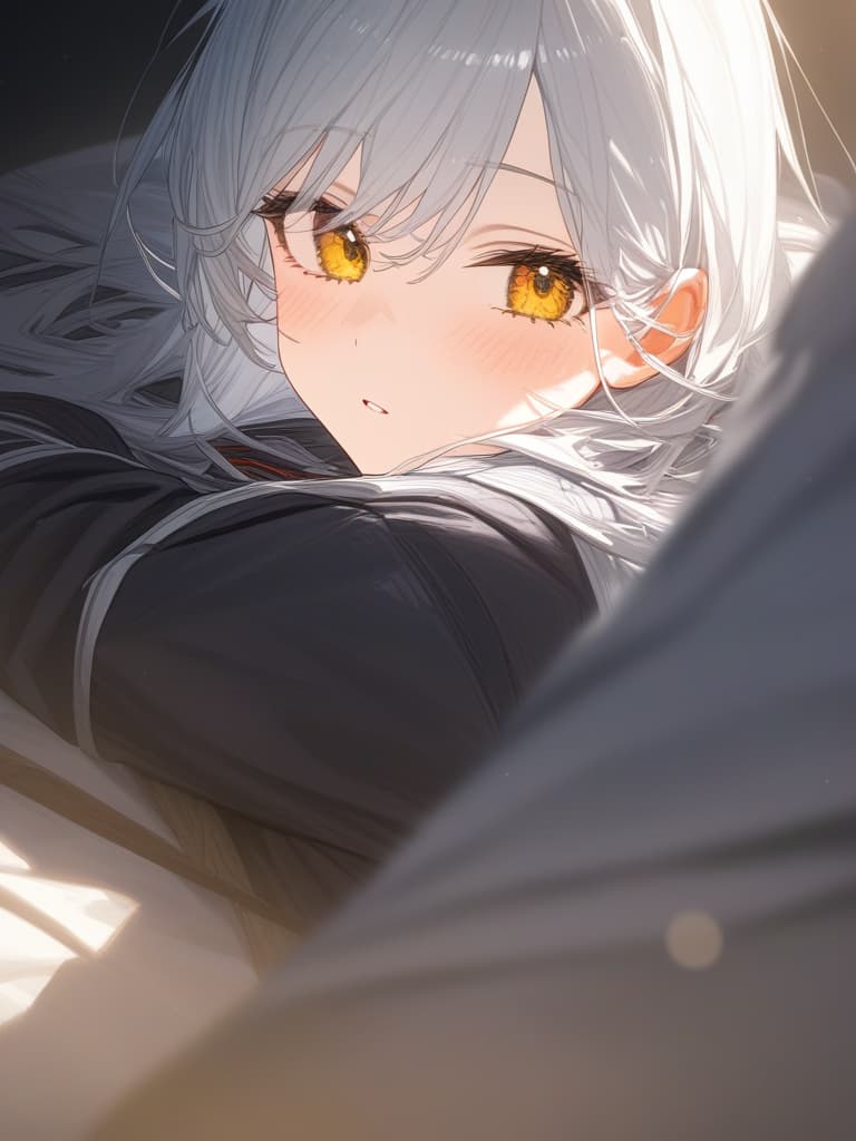  white hair, yellow eyes, d cup, masterpiece, best quality,8k,ultra detailed,high resolution,an extremely delicate and beautiful,hyper detail