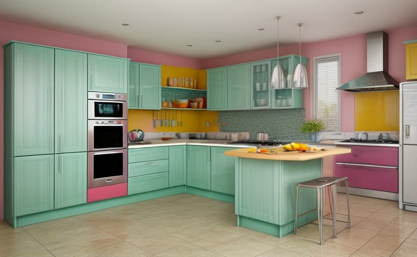  colour ful kitchen, inframe