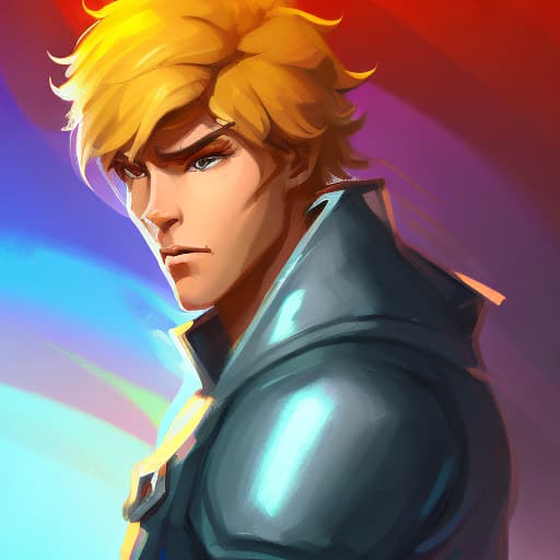 portrait+ style action RPG game character LGBT queer blonde hunk dude face