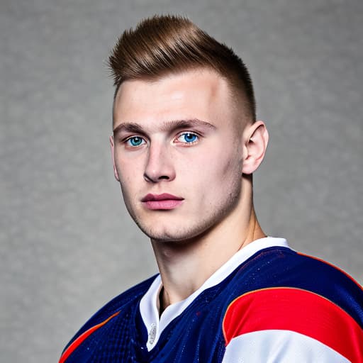 portrait+ style Russian LGBT queer hockey player blonde hunk dude face