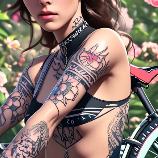  Draw a DNA bike chain tattoo with flowers at the top