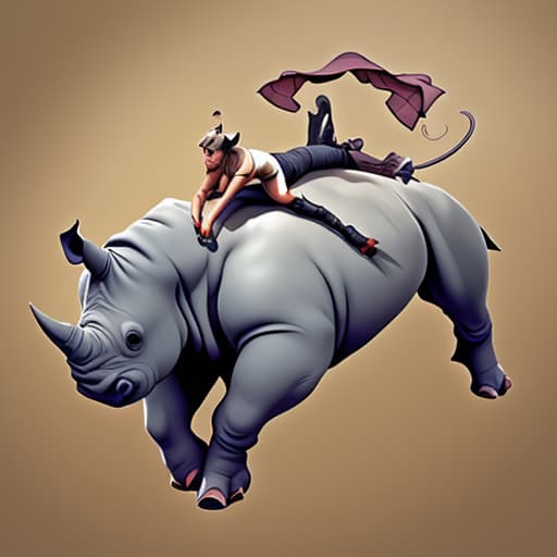  Rhino riding a mouse