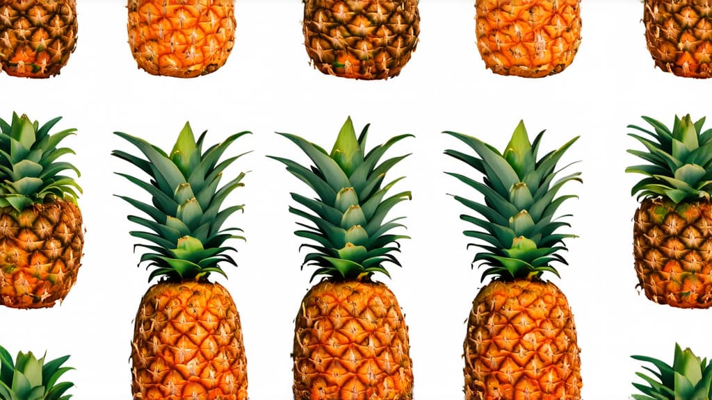  flat illustration, flaticon, (illustration:1.15), pineapples isolated on white background ar 16:9, [cory loftis, strobist, pascal campion :: 0.2]