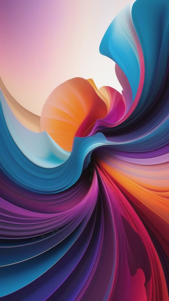  abstract digital artwork featuring a dynamic blend of vibrant colors and smooth gradients. the layout is a swirling mix of purples, blues, pinks, and oranges, creating a sense of motion and depth. the top portion of the image is dominated by a bright, almost white light that diffuses into the surrounding colors, giving a radiant and ethereal effect. the colors blend seamlessly, with no distinct shapes or figures, emphasizing the fluidity and abstract nature of the piece. the overall composition is visually striking, with a harmonious balance of light and color transitions.