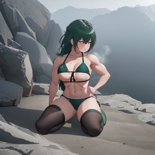  Body Features: Muscular Facial Expressions: angry Skin Tone: Dark Image Style: soft anime Boobs: Small Clothing:bikini Actions: working out Eye Colour: Green Age: 30s View: Random Setting: Random, hentai style hyperrealistic, sexual position, full body, highly detailed, cinematic lighting, stunningly beautiful, intricate, sharp focus, f\/1. 8, 85mm, (centered image composition), (professionally color graded), ((bright soft diffused light)), volumetric fog, HDR 4K, 8K