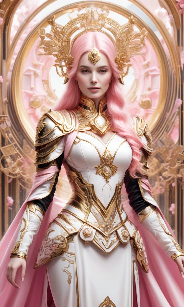  concept art color pink, white, black, gold nepherti . digital artwork, illustrative, painterly, matte painting, highly detailed, perfect hands