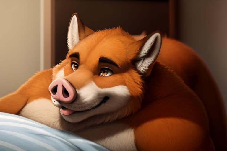  by redrusker, best quality, masterpiece, Pig, Boar, Swine, anthro, male, , musclegut, , big , saggy balls, , brown fur, tongue, brown eyes, bald, mature male, older male, looking d, ing fox , vulpine, big , penetration, ahegao, open eyes, digital art, masterpiece, 4k, fine details,