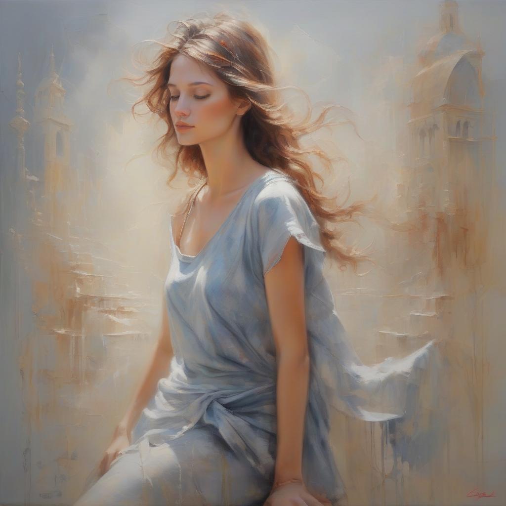  in the style of nathalie picoulet, an awe inspiring oil painting with heavy brush strokes.