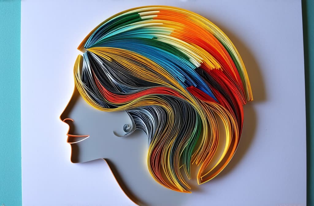  the woman's head is made in the quilling style. ar 3:2 {prompt}, maximum details