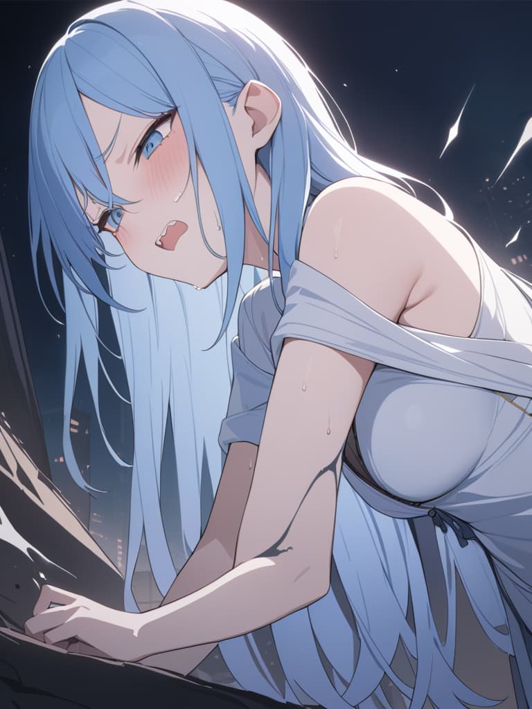  light blue hair, light blue eye, bob hair, darkness, hatred, angry crying, night, the end of the world, shouting, masterpiece, best quality,8k,ultra detailed,high resolution,an extremely delicate and beautiful,hyper detail