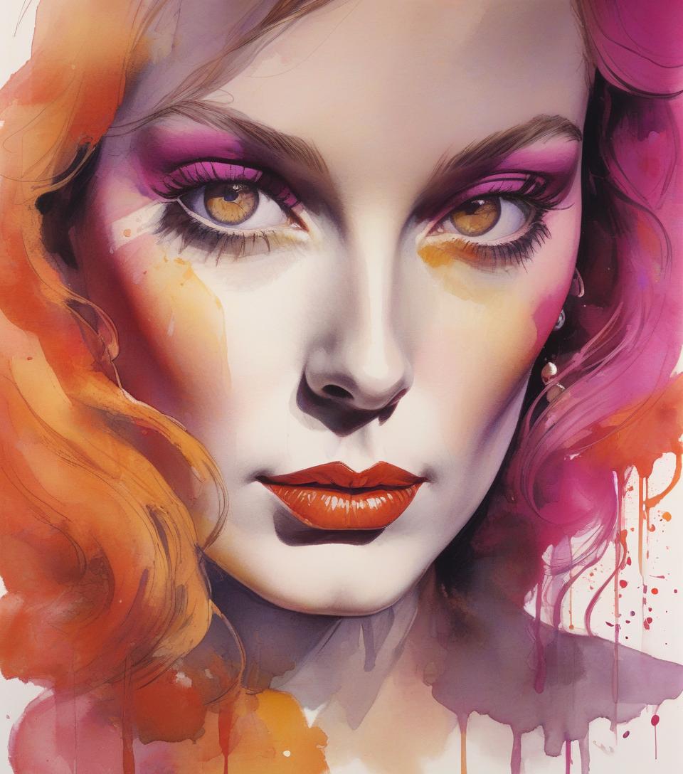  concept art painting of a woman in magenta and orange colors, maureen o&#39;hara, pretty much beautiful face, ultra detailed paintings inspired by wlop, trending with artstation, fantasy art, intricate wlop, art of wlop, wlop art, wlop |, the style of wlop, beautiful character drawings, wlop painting style, wlop | art germ, unparalleled beauty tumbler, figurative art, intense watercolor, watercolor detailed art, watercolor splash, surreal, avant garde pop art, beautiful and expressive paintings, beautiful artwork illustration, very colorful tones, wonderful, cool beauty, master piece, highest quality, official art, women only, sharp outline, best shot, vector art, written by sandra chevrier, dave mckean、by richard avedon、written by maki