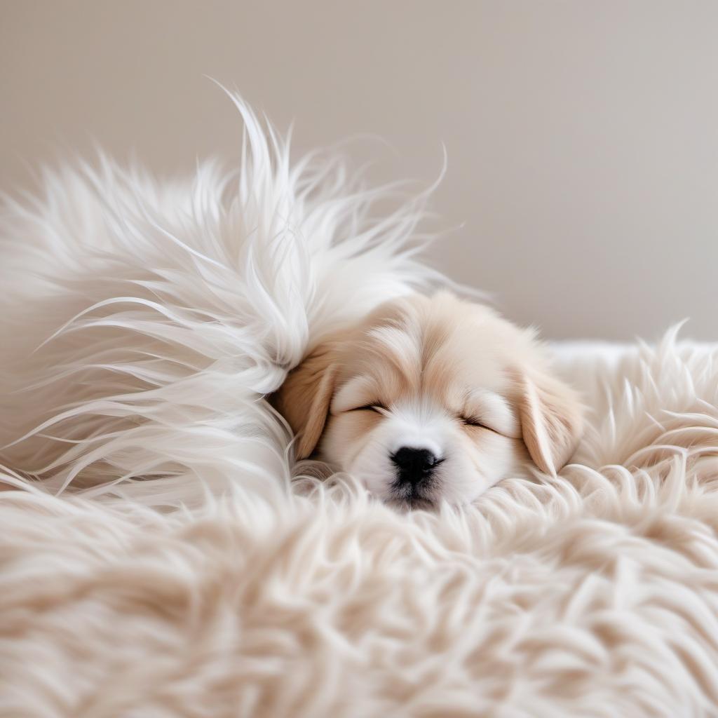  an adorable puppy sleeping on a warm fuzzy pillow, profile image style