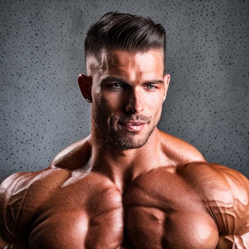 portrait+ style IFBB star bodybuilder queer brunette hunk dude face