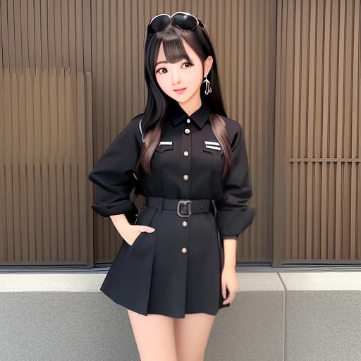  黒髪　長髪　かわいい　ストレート　フリル　長い髪　真正面　ピンク色　ドレス 女性 制服