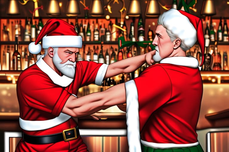  Santa in a bar fight