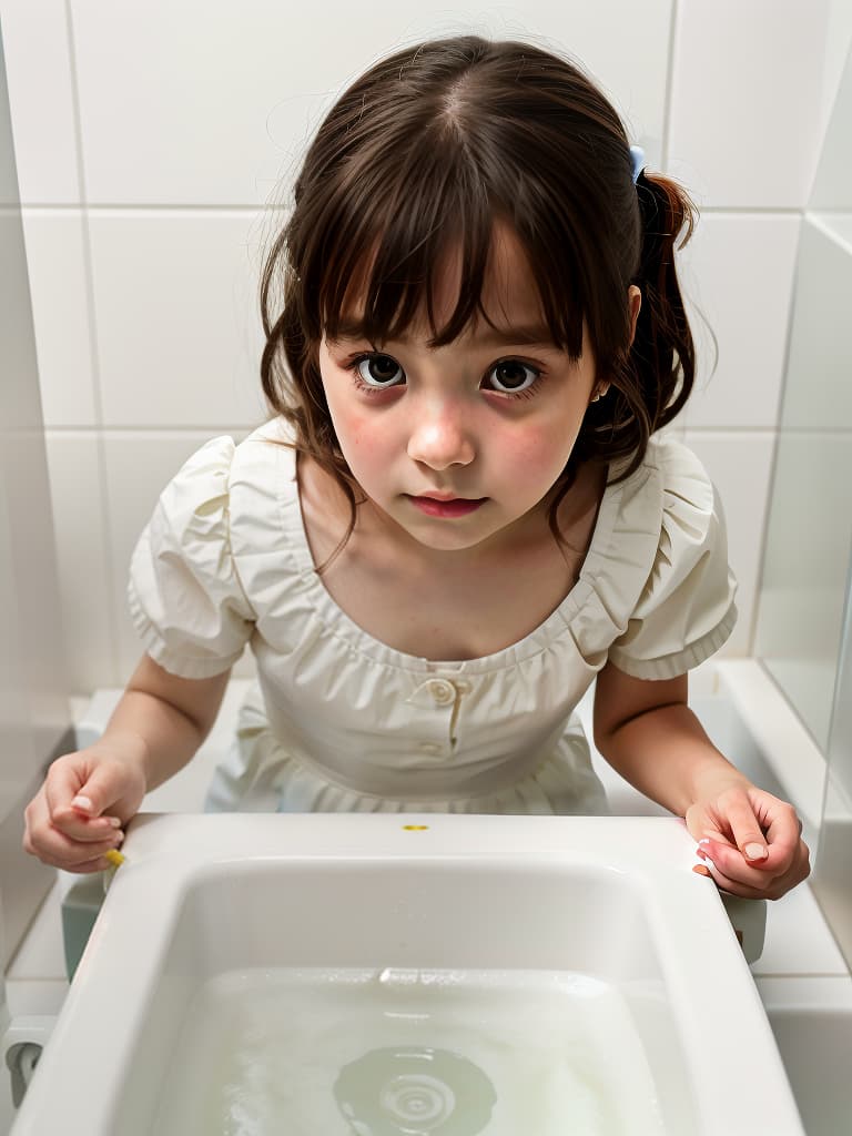  girl in poo, first grader, toilet, masterpiece, best quality,8k,ultra detailed,high resolution,an extremely delicate and beautiful,hyper detail