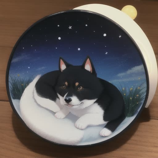  cute ai shiba with ai cat 🐈 ⛈️ 🌙 🌚 🌔 touch of fantasy and reality