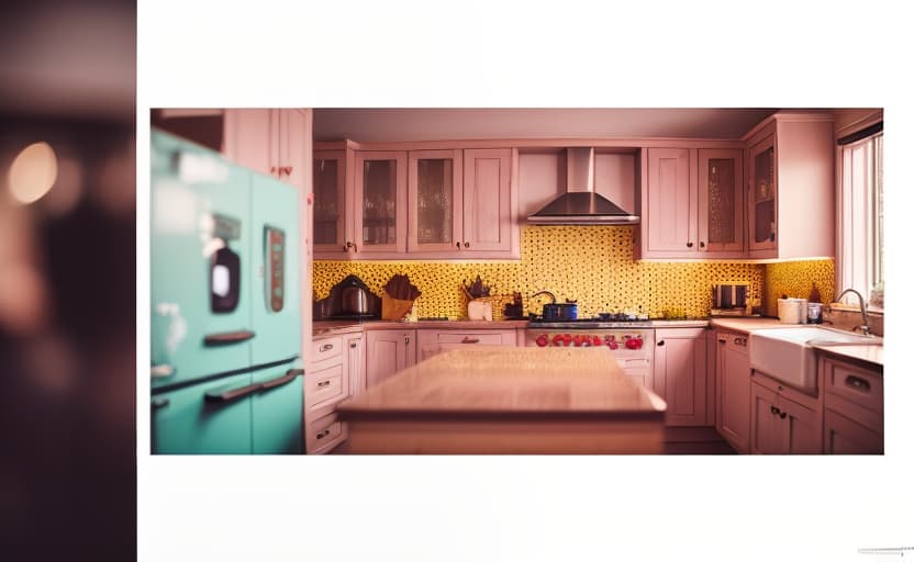  cinematic photo ((a colourful kitchen)). 35mm photograph, film, bokeh, professional, 4k, highly detailed