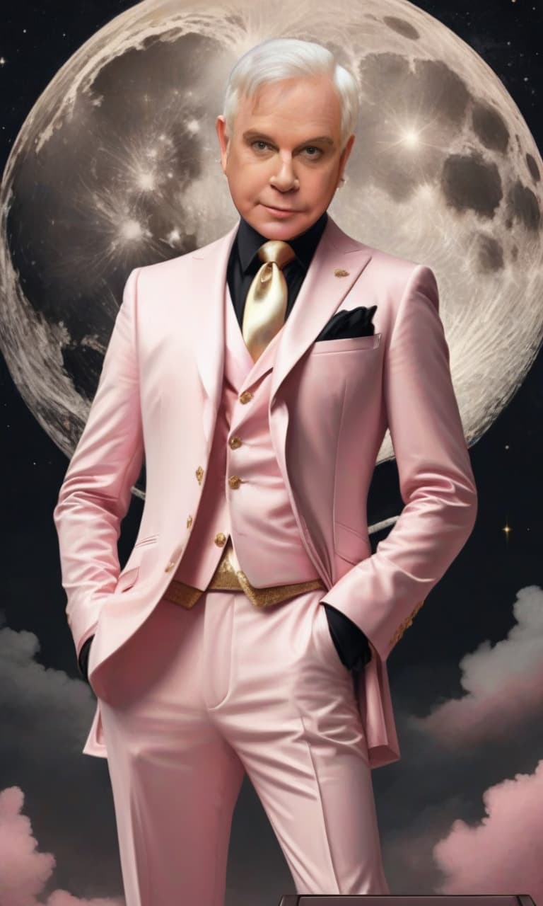  concept art pink, gold, black, white elton john . digital artwork, illustrative, painterly, matte painting, highly detailed, perfect hands