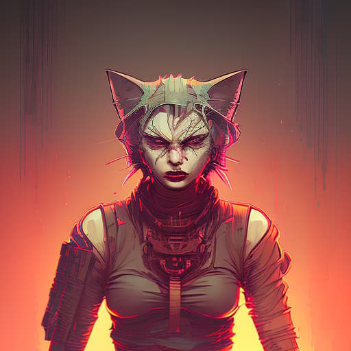 nvinkpunk the character of halow kitty, in which the devils possessed and she is furious, dark , creepy , blood , monsters , by jason engle , carlos huante , charlie bowater , simon lee , brom