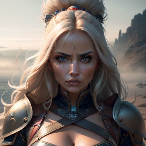  ((best quality)), ((masterpiece)), (detailed), beautiful face, female warrior, (defiance512:1.2), big eyes, bikini, intense gaze, battle ready, contrasting soft skin, (lighting:1.2), close up portrait, 4:3 aspect ratio. hyperrealistic, full body, detailed clothing, highly detailed, cinematic lighting, stunningly beautiful, intricate, sharp focus, f/1. 8, 85mm, (centered image composition), (professionally color graded), ((bright soft diffused light)), volumetric fog, trending on instagram, trending on tumblr, HDR 4K, 8K