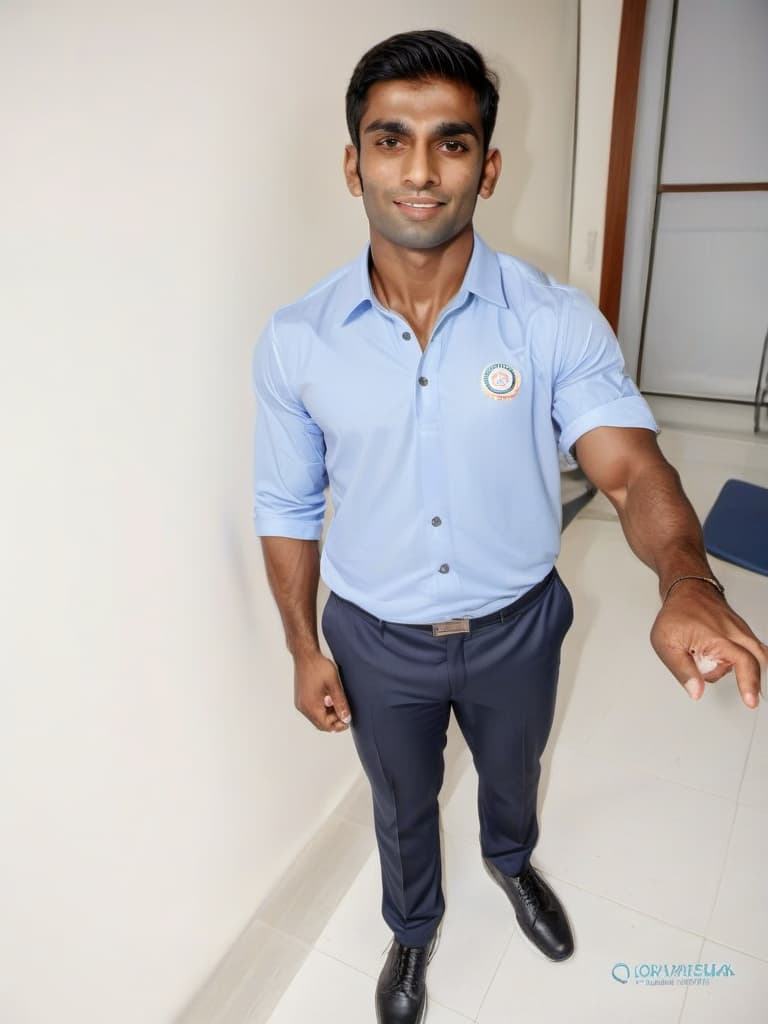  a handsome muscular indian man with clean shaved face competing at the olympics