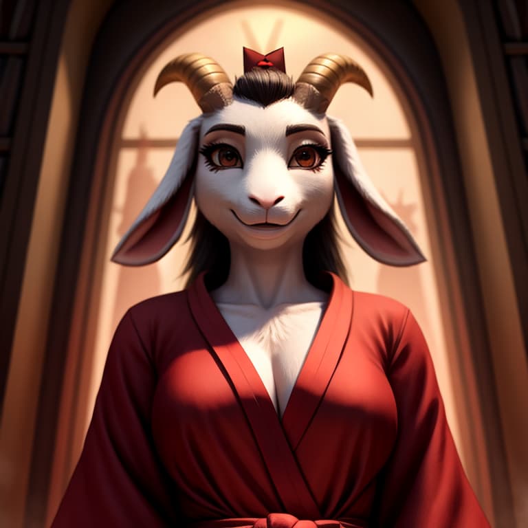  Female goat anthro, hot, cult robes,, open eyes, masterpiece, 4k, fine details,