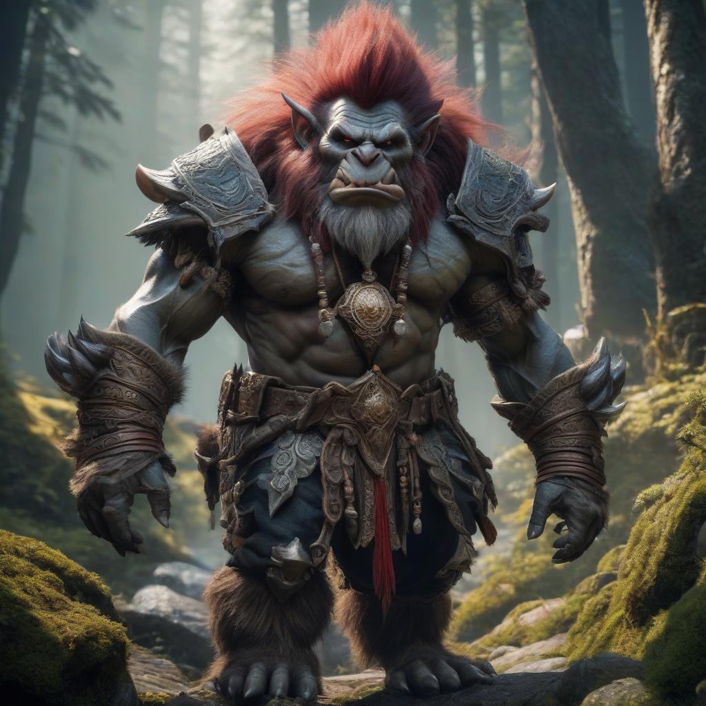  role playing game (rpg) style fantasy troll . detailed, vint, immersive, reminiscent of high fantasy rpg games, hkmagic hyperrealistic, full body, detailed clothing, highly detailed, cinematic lighting, stunningly beautiful, intricate, sharp focus, f/1. 8, 85mm, (centered image composition), (professionally color graded), ((bright soft diffused light)), volumetric fog, trending on instagram, trending on tumblr, HDR 4K, 8K