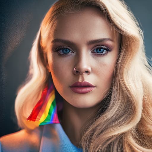 portrait+ style Russian LGBT queer TV actress blonde female face