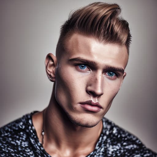 portrait+ style Russian LGBT queer fitness model blonde hunk dude face