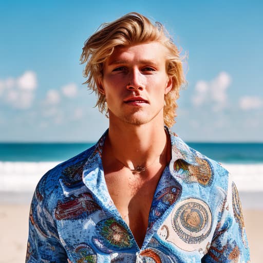 portrait+ style Russian LGBT queer surfer blonde hunk dude face