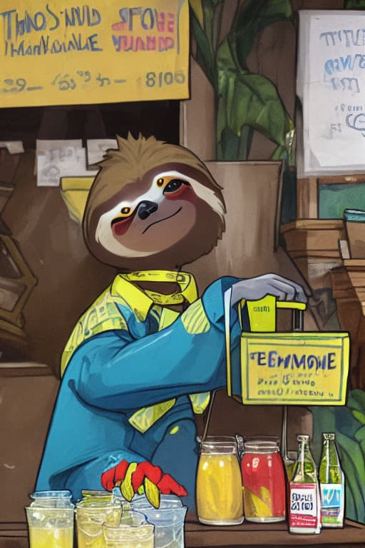  Sloth selling lemonade at stand
