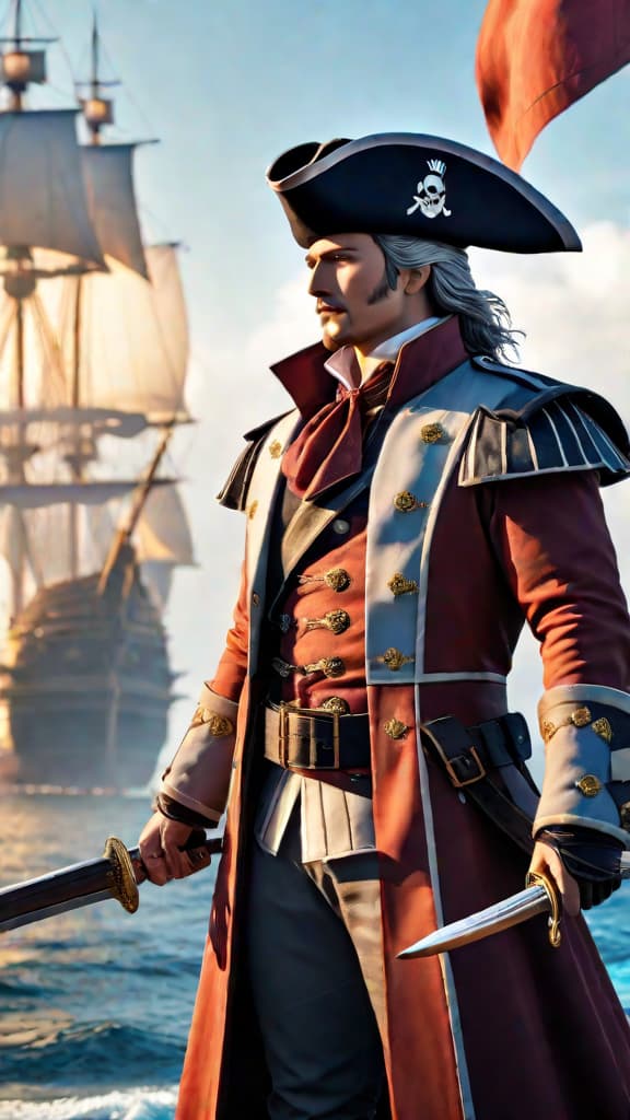  anime art: roger, the pirate king, uncovers the true history on raftel, revealing a dark void century secret. hyperrealistic, full body, detailed clothing, highly detailed, cinematic lighting, stunningly beautiful, intricate, sharp focus, f/1. 8, 85mm, (centered image composition), (professionally color graded), ((bright soft diffused light)), volumetric fog, trending on instagram, trending on tumblr, HDR 4K, 8K