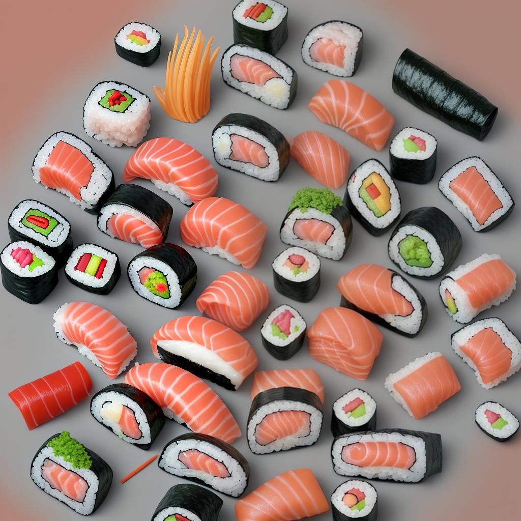  cartoon style sushi