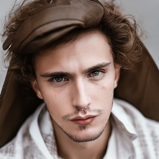 portrait+ style Russian queer blogger brunette hunk dude face