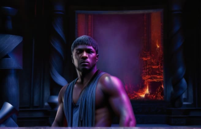  dante inferno black skin butch cut hairstyle , villain photo realistic, highly intricate and detailed, masterpiece, ultra high res,photography,8k resolution