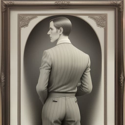  photo of a man in the style of the 1920s standing with his back to the frame