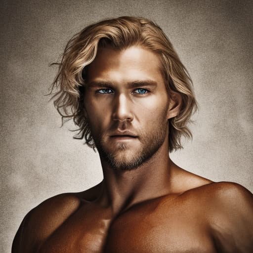 portrait+ style Spartacus actor blonde hunk dude face