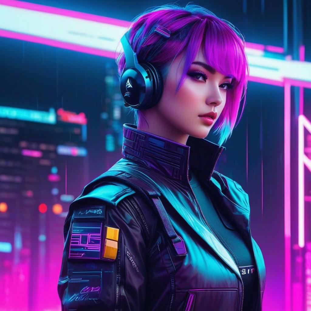  cyberpunk style 2077 women v. cyberpunk, vaporwave, neon, vibes, vibrant, stunningly beautiful, crisp, detailed, sleek, ultramodern, magenta highlights, dark purple shadows, high contrast, cinematic, ultra detailed, intricate, professional