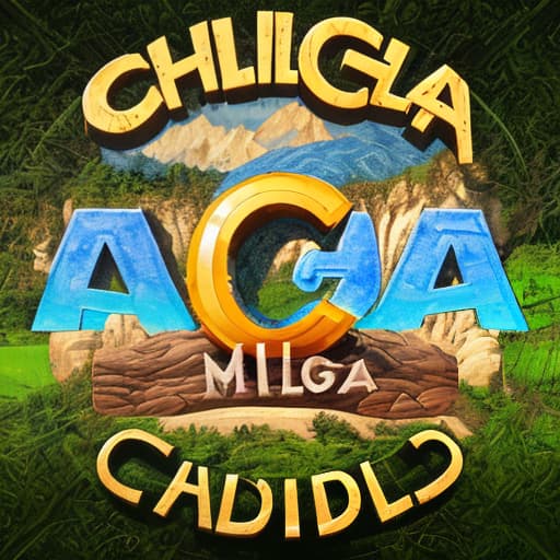  the logo of the group "mega child", a group of old friends, try to depict letters and backgrounds in landscape design, according to the type of nature., (intricate details:0.9), (hdr, hyperdetailed:1.2)