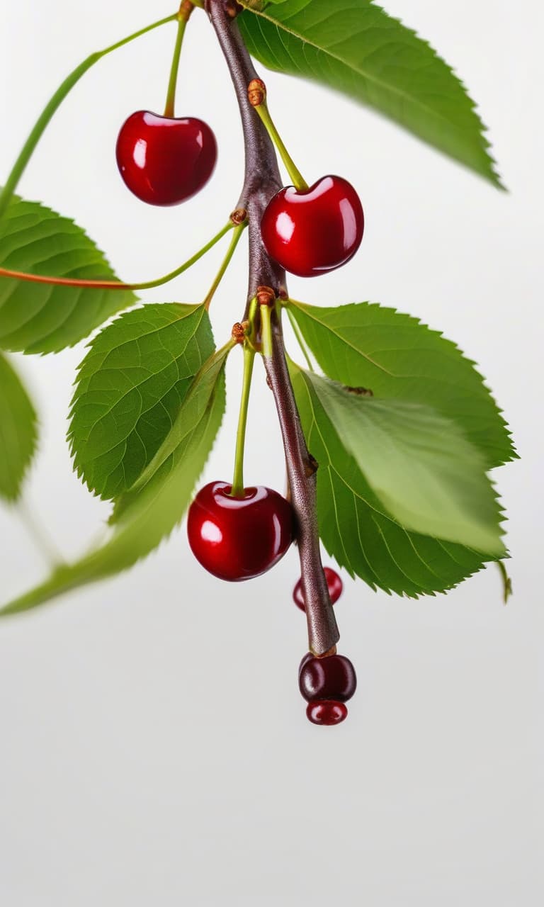  a sprig of cherry on a white background