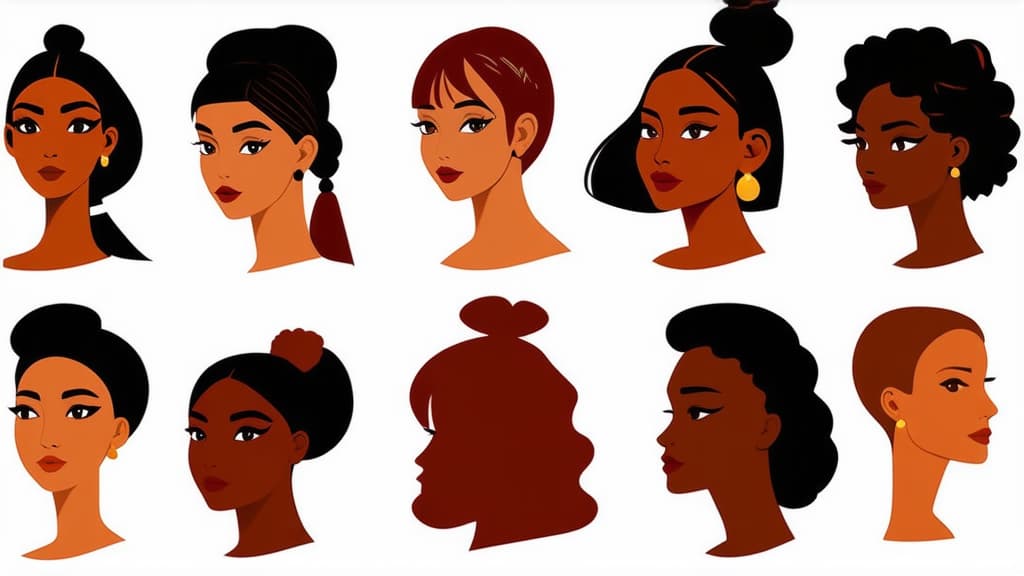  flat illustration, flaticon, (illustration:1.15), different beauty. set of different female heads. different races and nationalities. colored hand drawn illustration ar 16:9, [cory loftis, strobist, pascal campion :: 0.2]