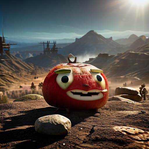 redshift style make angry potato with his army hyperrealistic, full body, detailed clothing, highly detailed, cinematic lighting, stunningly beautiful, intricate, sharp focus, f/1. 8, 85mm, (centered image composition), (professionally color graded), ((bright soft diffused light)), volumetric fog, trending on instagram, trending on tumblr, HDR 4K, 8K