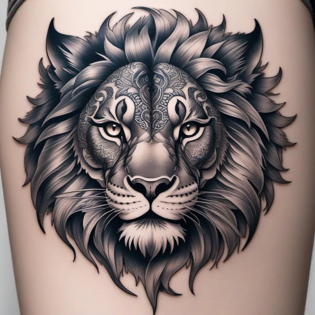  Dragon and lion tattoo