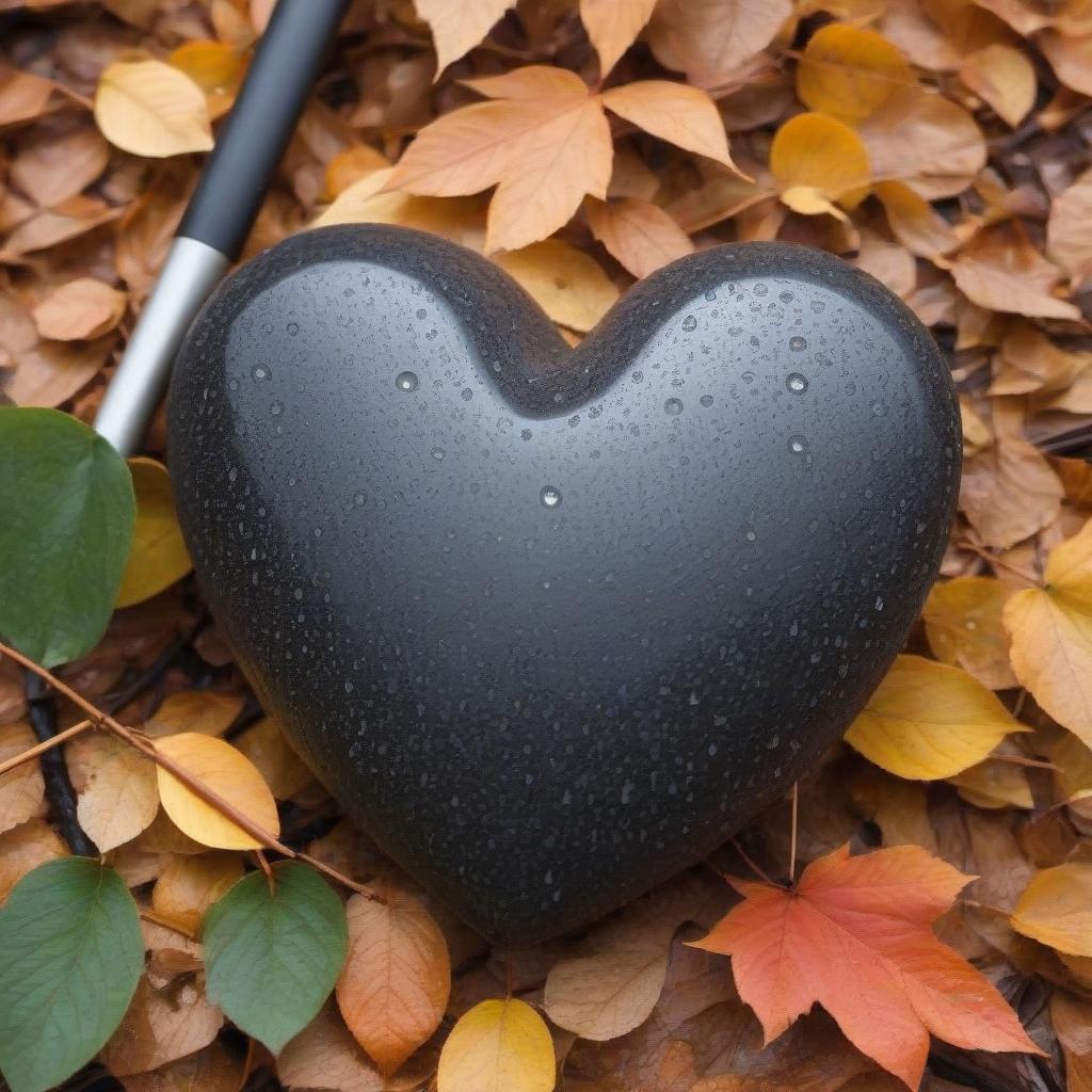  A heart split by an axe in the autumn rain