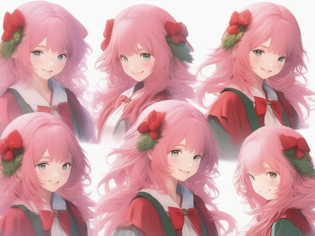  pink hair, santa's cosplay, smile, christmas, outside flip short hair, masterpiece, best quality,8k,ultra detailed,high resolution,an extremely delicate and beautiful,hyper detail