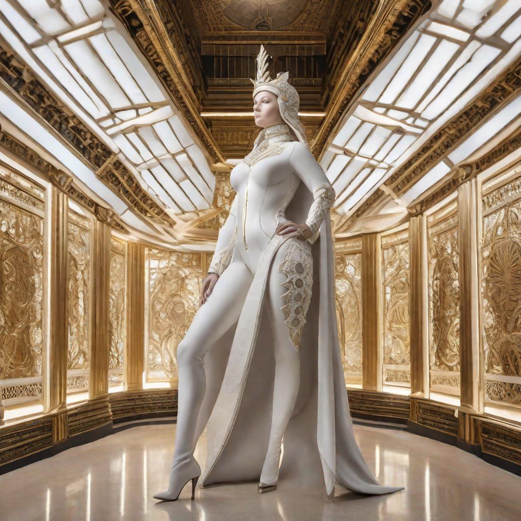  the word champion in white and gold , statue made of marble, futuristic cybernetic, transhumanism, full body shot, perfect symmetrical body, perfect symmetrical face, hyper realistic, hyper detailed, by johannen voss, by peter kemp, by monia merlo, by michelangelo, octane render, blender, 8 k hyperrealistic, full body, detailed clothing, highly detailed, cinematic lighting, stunningly beautiful, intricate, sharp focus, f/1. 8, 85mm, (centered image composition), (professionally color graded), ((bright soft diffused light)), volumetric fog, trending on instagram, trending on tumblr, HDR 4K, 8K